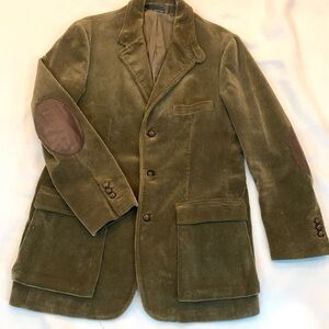 POLO by RALPH LAUREN OLIVE Corduroy Blazer with Leather Patches 100% Cotton